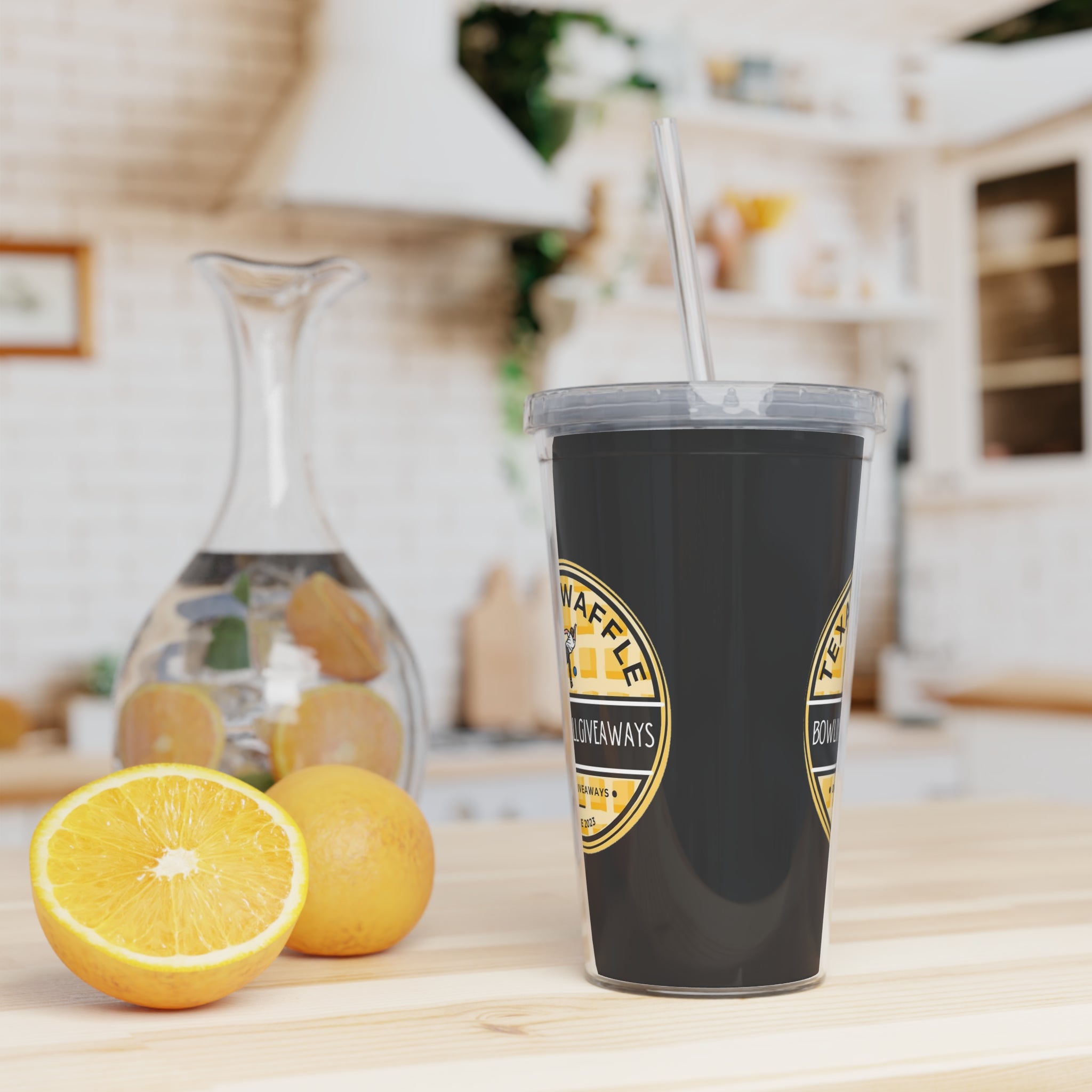 Texas Waffle Plastic Tumbler with Straw